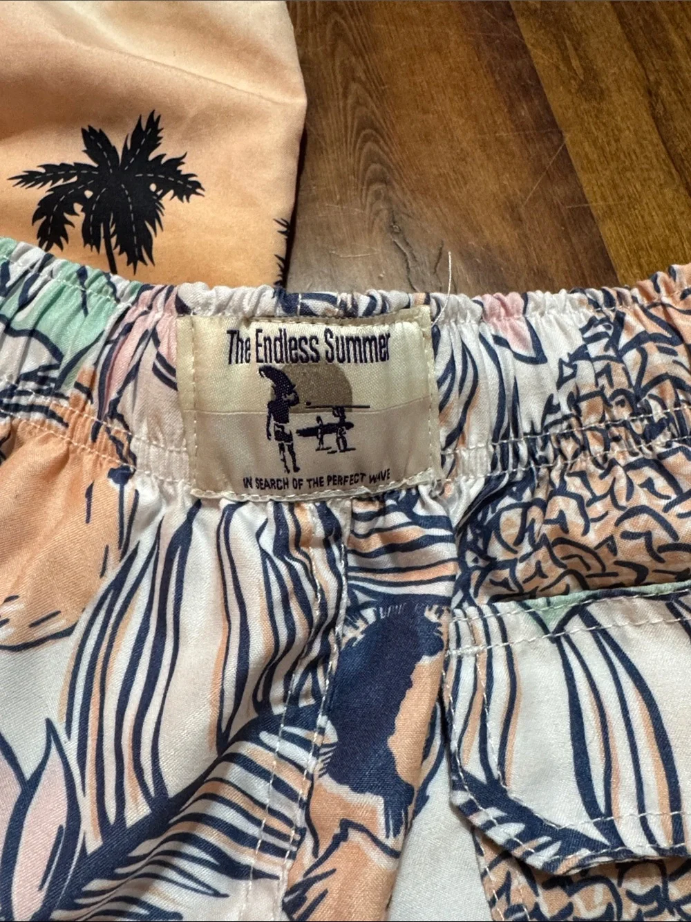 Lot of 2 - Boys Tropical Floral Swim Shorts - Peach & Mint